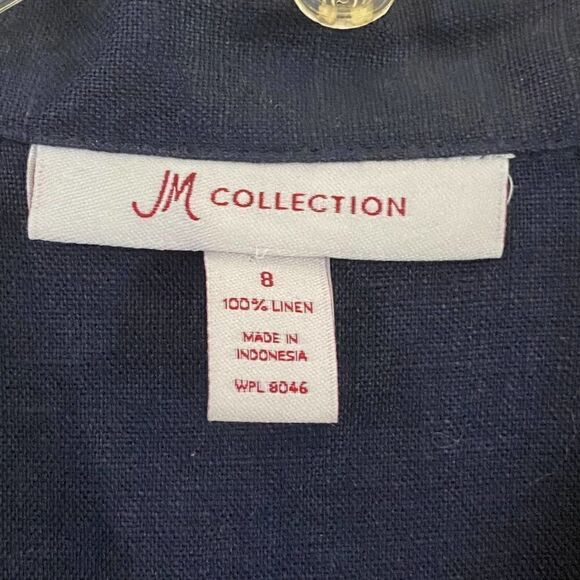 JM Collection Lined Dark Navy/Black Tunic Beaded Top Size 8 - Picture 5 of 7